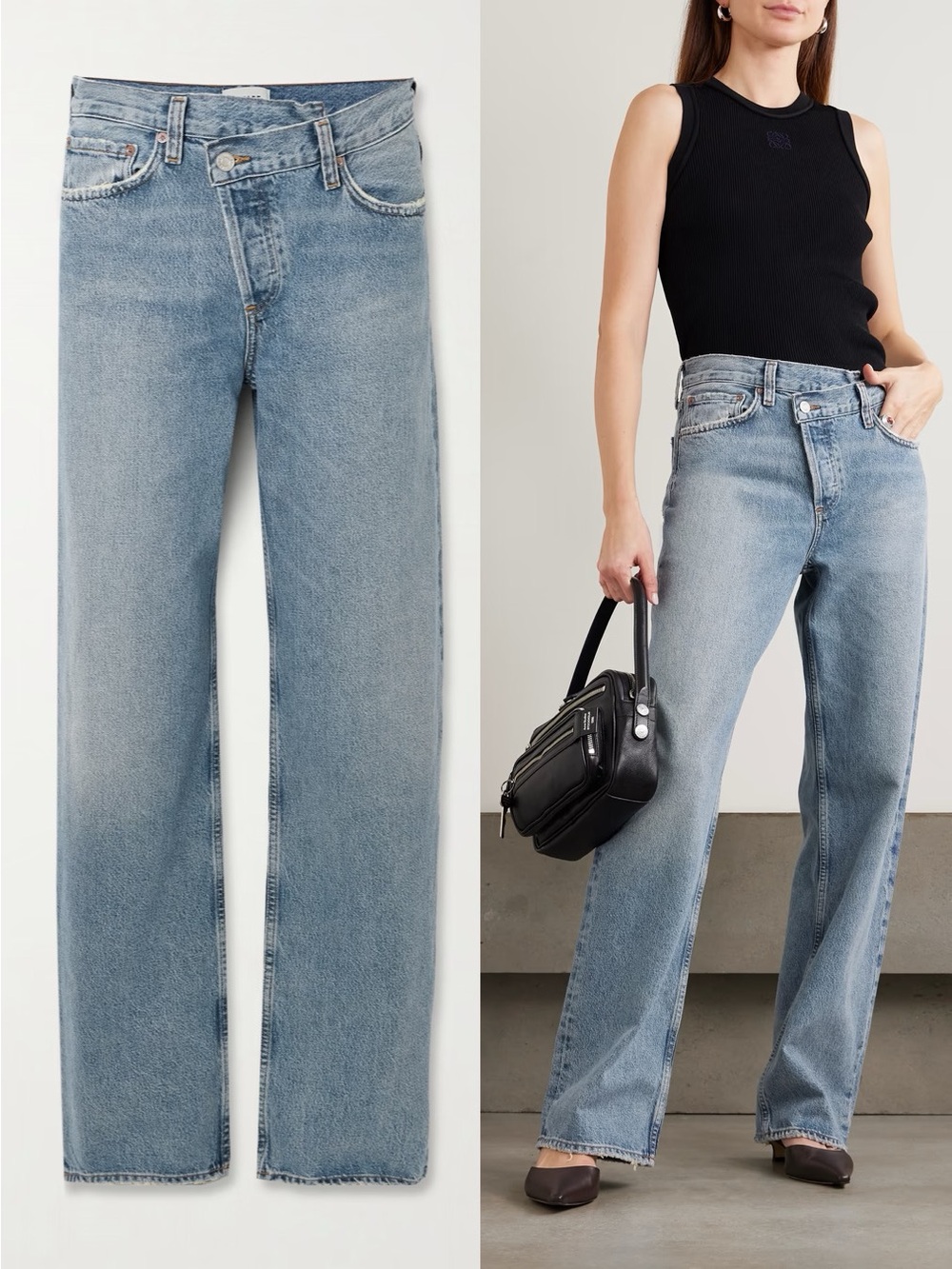 AGOLDE from REVOLVE Criss Cross Wide Leg Jeans in Light Wash